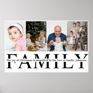Modern 4 Photo Collage Family christmas Quote Poster