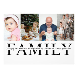 Modern 4 Photo Collage Family christmas quote Print