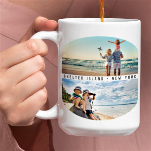 Modern 4-Photo Collage Family Vacation Keepsake Coffee Mug