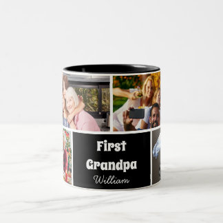 Modern 4 Photo Collage First Grandpa Mug