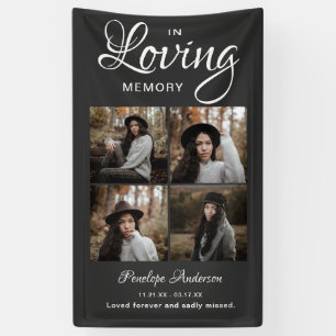 Modern 4 Photo Collage Funeral Banner