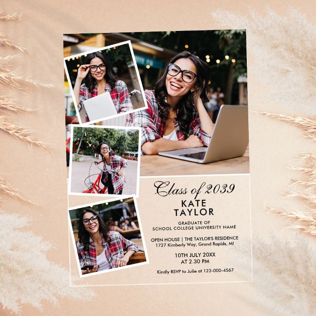 Modern 4 Photo Collage Graduation Party Acrylic Invitations (Modern 4 Photo Collage Graduation Party Acrylic Invitations)