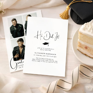 Modern 4 Photo Collage Graduation Party Invitation