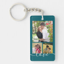 Modern 4 Photo Collage Love Script Keepsake