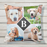 Modern 4 Photo Collage Monogram Pet Dog Lover Cushion<br><div class="desc">Celebrate your best friend and favourite memories with a custom Pet Monogram Photo Collage Pillow . When you have so many fun memories and photos , one photo isn't enough . Our Custom Dog Pillow has 4 photos and a centre monogrammed initial to personalise . This personalised 4 photo pillow...</div>