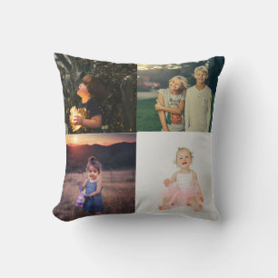 Modern 4 Photo Collage Personalised Cushion