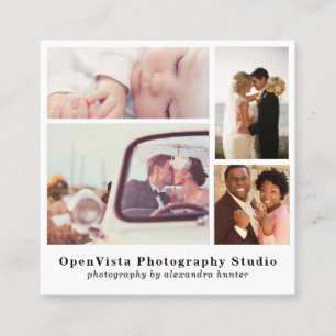Modern 4-Photo Collage   Professional Photographer Square Business Card