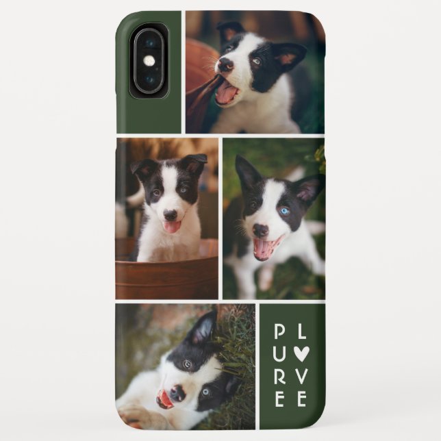 Modern 4 Photo Collage | Pure Love | Dark Olive Case-Mate iPhone Case (Back)