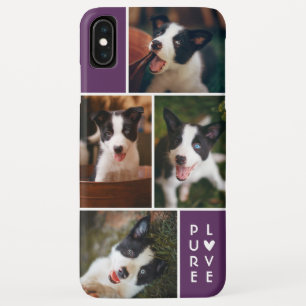Modern 4 Photo Collage Pure Love Plum Purple iPhone XS Max Case