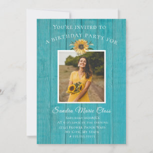 Modern 4 Photo Collage Sunflower Birthday Party An Invitation