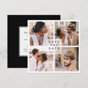 Modern 4 Photo Collage Wedding Square Save The Date