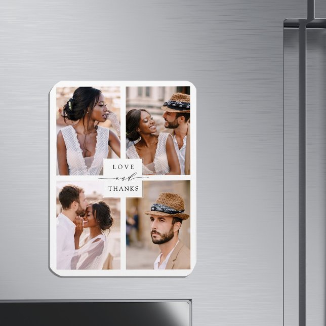 Modern 4 Photo Collage Wedding Thank You  Magnet (Creator Uploaded)
