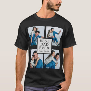 Modern 4 photo Custom Best Dad Ever  T-Shirt