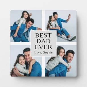 Modern 4 photo Custom Text Father's Day  Plaque