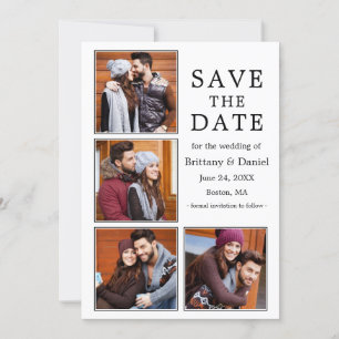 Modern 4 Photo Engagement Save The Date