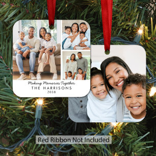 Modern 4 Photo Family Christmas Metal Tree Decoration