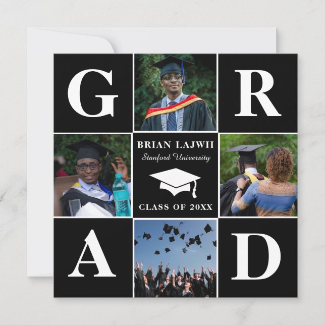 Modern 4 Photo Graduation Announcement (Front)
