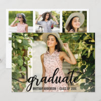 Modern 4 Photo Graduation Announcement Card W
