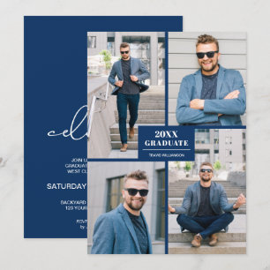 Modern 4 Photo Graduation Invitation