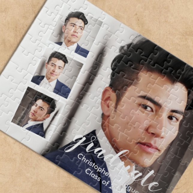 Modern 4 Photo Graduation Jigsaw Puzzle (Creator Uploaded)