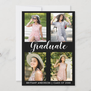Modern 4 Photo Graduation Party Invitation Card L