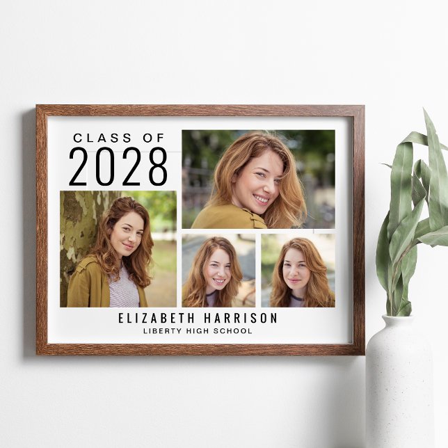 Modern 4 Photo Graduation Party Poster (Creator Uploaded)