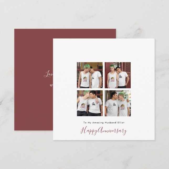 Modern 4 photo LGBT Gay Love Husband Anniversary (Front/Back)