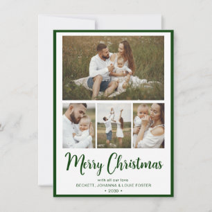 Modern 4 Photo Merry Christmas Holiday Card