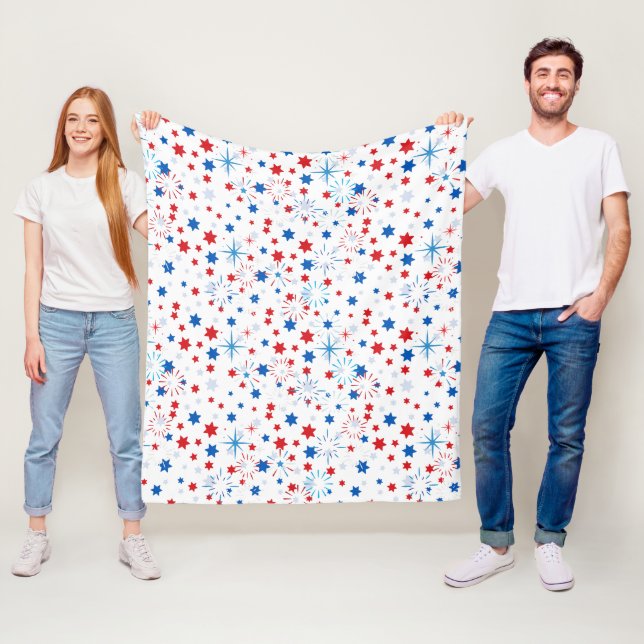 Modern 4th July Pattern 02 Fleece Blanket (In Situ)