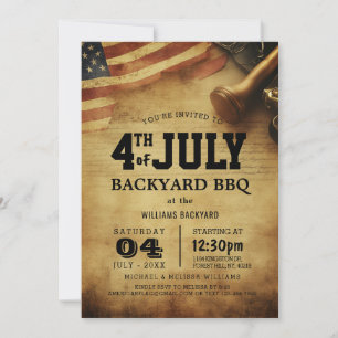 Modern 4th of July Backyard BBQ I Rustic Invitation
