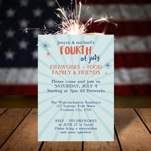 Modern 4th of July Fireworks Party Invitation