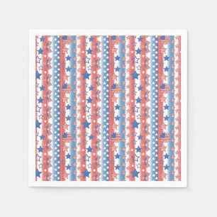 Modern 4th of July Stars & Flag Party Patriotic Napkin