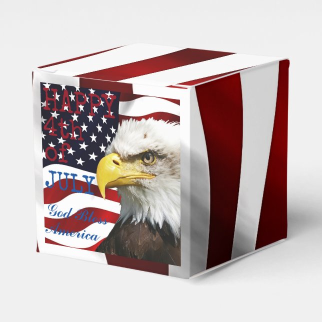 Modern 4th of July US USA Flag American Eagle Favour Box (Front Side)