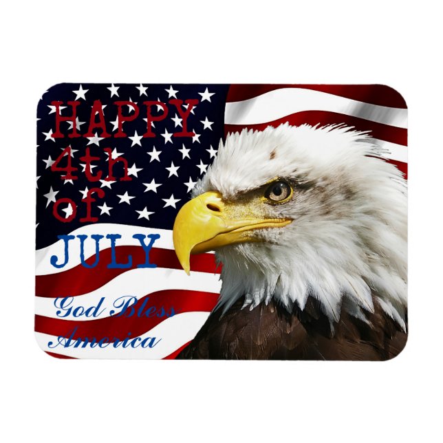 Modern 4th of July US USA Flag American Eagle Magnet (Horizontal)
