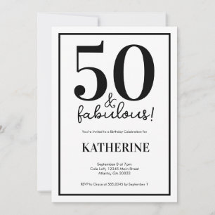 Modern 50 and Fabulous 50th Birthday  Invitation