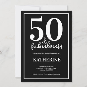 Modern 50 and Fabulous 50th Birthday  Invitation