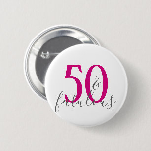 Modern 50 and Fabulous Birthday Party Button