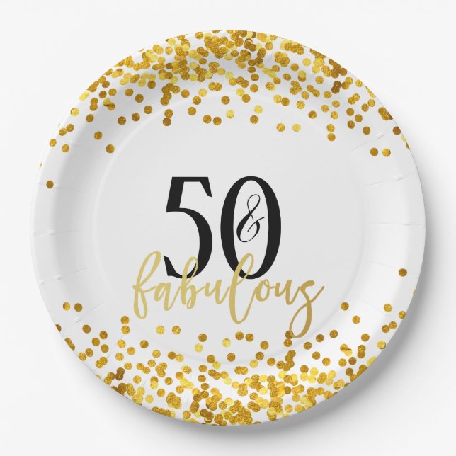 Modern 50 and Fabulous Birthday Party Plates (Front)