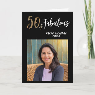Modern 50 and Fabulous Photo 50th Birthday Card
