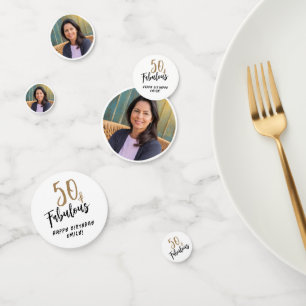 Modern 50 and Fabulous Photo 50th Birthday Confetti