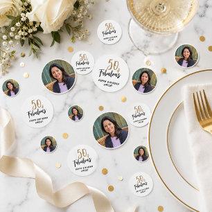 Modern 50 and Fabulous Photo 50th Birthday Confetti