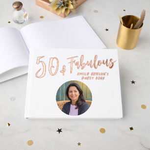 Modern 50 and Fabulous Photo 50th Birthday Party Guest Book