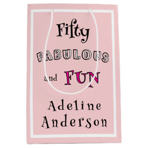 Modern 50 and Fabulous Pink 50th Birthday Gift Bag