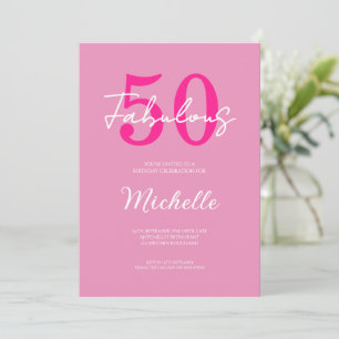 Modern 50 and Fabulous Pink 50th Birthday Party Invitation
