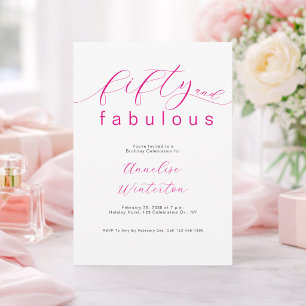 Modern 50 and Fabulous Pink 50th Birthday Party Invitation