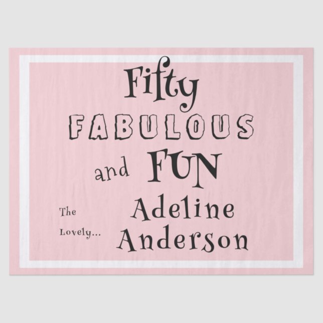 Modern 50 and Fabulous Pink 50th Birthday Party Tissue Paper (Front)