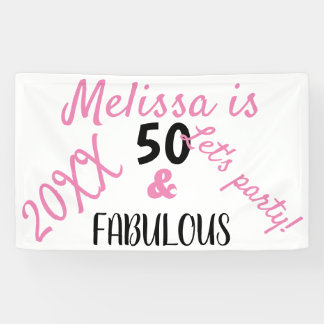 Modern 50 And Fabulous Text Birthday Party Banner