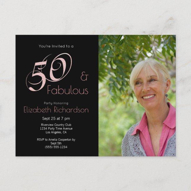 Modern 50 fabulous 50th birthday Photo Postcard (Front)