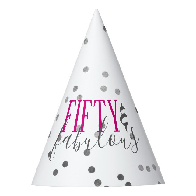 Modern 50 & Fabulous Birthday Confetti Paper Hats (Front)
