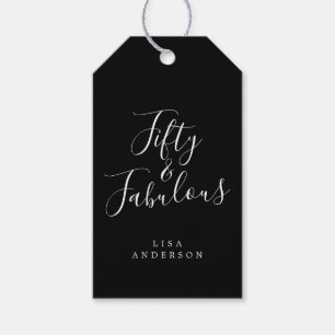 Modern 50 Fabulous Black White Name 50th Birthday Gift Tags
